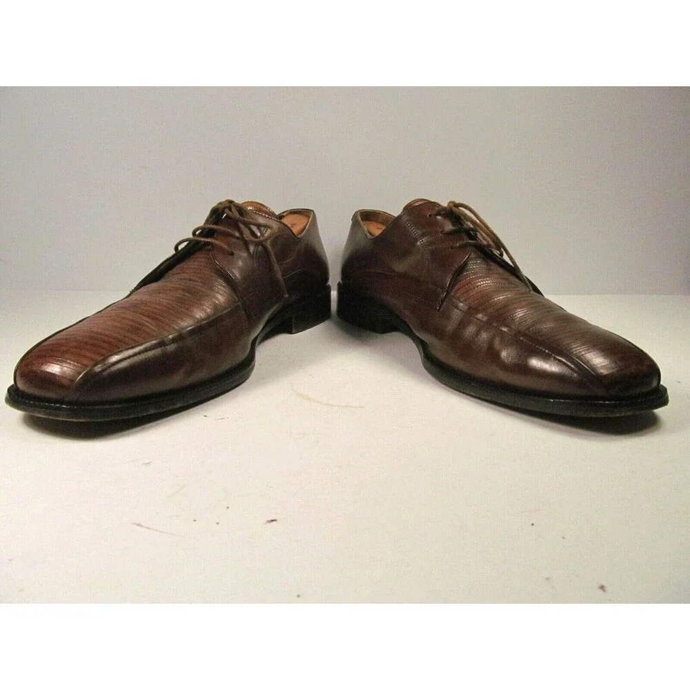 Johnston & Murphy Brown Leather Fancy Bike Toe Oxfords Mens Size US 9.5 M